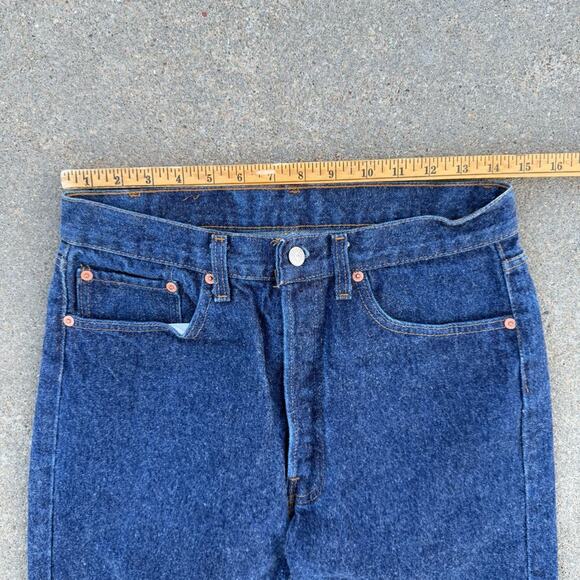 VTG 90s Levi's 501 Fuzzy Blue 5-Button Fly Original Fit Straight Leg Jeans 33x32 - Picture 8 of 11